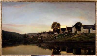 قرية بالقرب من Bonnieres لوحة لتشارلز فرانسوا دوبيني (1817-1878) مجموعة خاصة 1861. بواسطة تشارلز فرانسوا داوبيني