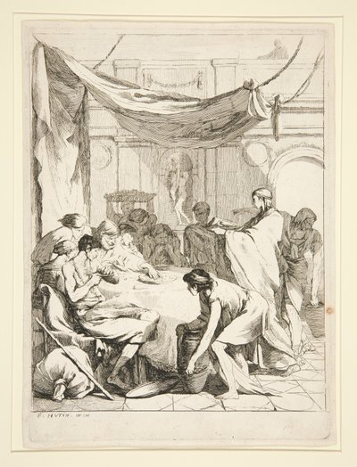 إطعام الجياع ، من سلسلة Sep Oeuvres de Misericorde بواسطة Charles-Francois Hutin