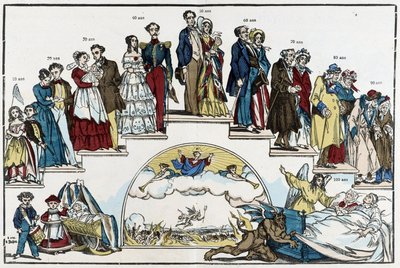The Ages of Life - drawing by Pinot, late 19th century بواسطة تشارلز فرانسوا بينوت
