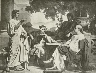 فيرجيل ، هوراس وفاريوس في بيت Maecenas (الحفر) بواسطة شارل فرانسوا جالابير