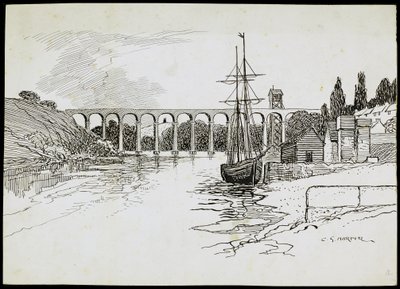 جسر كالستوك ، كورنوال ، c1907-c1943 بواسطة تشارلز جورج هاربر