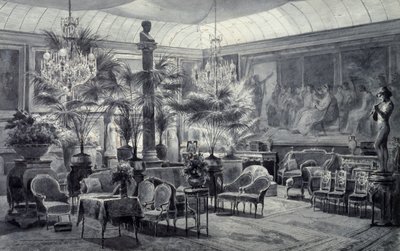 الحديقة الشتوية للأميرة ماتيلد ، رسم بالحبر الرمادي والغواش لتشارلز جيرو (1819-1892) بواسطة تشارلز جيرو