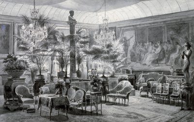 الحديقة الشتوية للأميرة ماتيلد والغواش والرسم بالحبر لتشارلز جيرو (1819-1892) بواسطة تشارلز جيرو