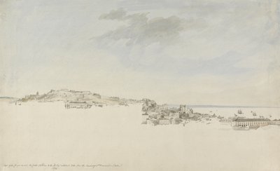 لشبونة ، من دير سانت فرانسيس دا القلعة ، 1774 (مرحاض بالقلم والحبر على الجرافيت على الورق) بواسطة تشارلز جور