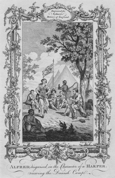 ألفريد ، متنكراً في شخصية هاربر ، يشاهد المعسكر الدنماركي ، 1773. بواسطة تشارلز غرينيون