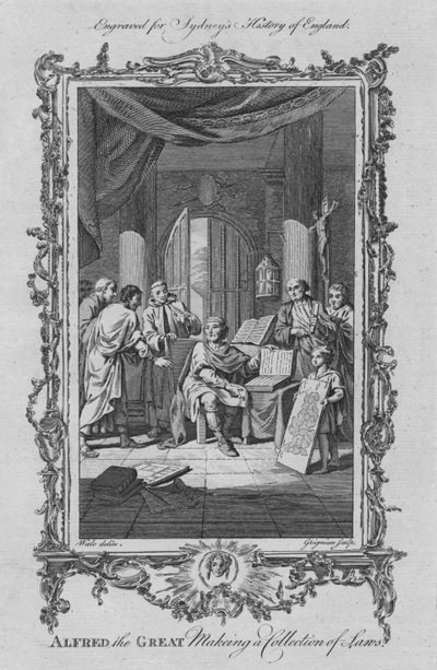 ألفريد الكبير يصنع مجموعة من القوانين ، 1773. بواسطة تشارلز غرينيون