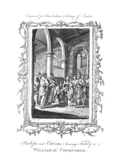 الأساقفة والمواطنين يقسمون الولاء لوليام الفاتح. ، c1770. بواسطة تشارلز غرينيون