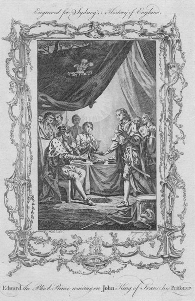 إدوارد الأمير الأسود ينتظر جون كينغ من فرنسا سجينه ، 1773. بواسطة تشارلز غرينيون