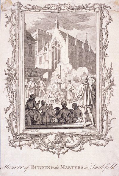 مشهد من البروتستانت يُحرقون في سميثفيلد ، القرن السادس عشر ، عام 1760. بواسطة تشارلز غرينيون