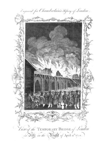منظر لجسر لندن المؤقت على النار ... 1758. ، c1770 بواسطة تشارلز غرينيون