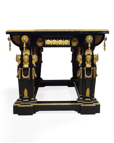 طاولة Napoleon III ، من تصميم Jean Brandely ، مطعمة من E. Varlot ، باريس ، حوالي 1850-1875 (Ormolu ، نحاسي مذهب ، خشب الأبنوس والجميز) بواسطة تشارلز غيوم ديل