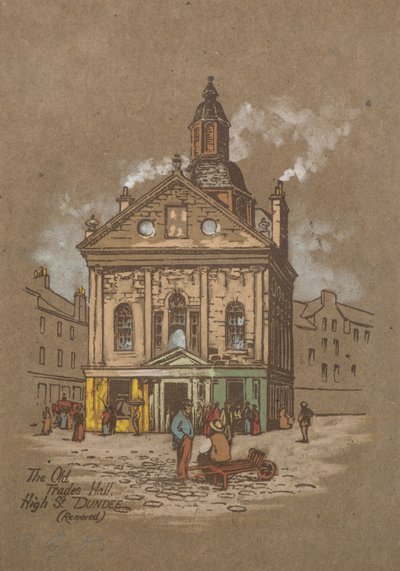 قاعة التجارة القديمة ، هاي ستريت ، دندي (طباعة ملونة باليد) بواسطة تشارلز جوستاف لويس فيليبس