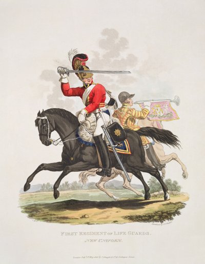 الفوج الأول لحراس الحياة ، الزي الجديد ، نقش جوزيف قسطنطين ستادلر ، 1815 (أكواتينت) بواسطة تشارلز هاميلتون سميث