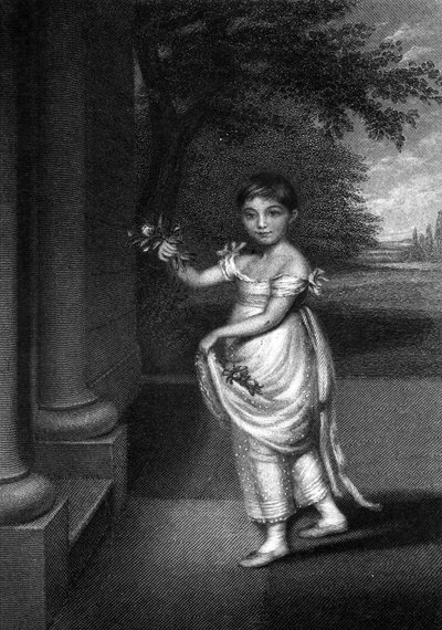 إليزابيث باريت مولتون باريت في سن التاسعة ، نقشها ج. كوك ، ج. منتصف C19th بواسطة تشارلز هايتر