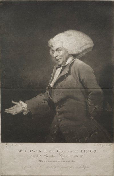 السيد إدوين في شخصية لينغو ، 1784. بواسطة تشارلز هوارد هودجز