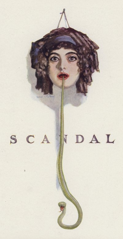 Scandal: snake coming out of the mouth of a woman (colour litho) بواسطة تشارلز هوبارد رايت