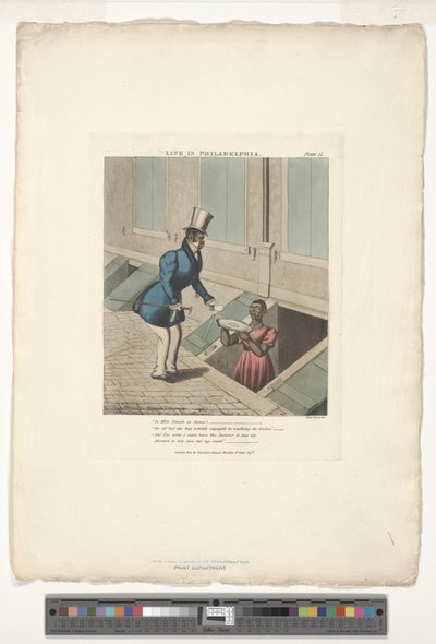 استدعاء Mifs Dinah ، اللوحة رقم 11 من 20 ، مقتبسة من Life in Philadelphia Edward W. Clay (1799-1857) بواسطة تشارلز هانت