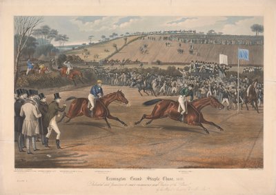 واحدة من مجموعة مكونة من أربعة: Leamington Grand Steeple Chase... 1837. اللوحة 4. ماركس ووترفورد في مونارك... بواسطة تشارلز هانت