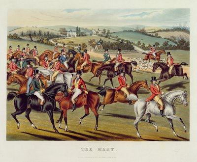 "ذا ميت" ، اللوحة الأولى من "صيد الثعلب" ، 1838 (ألوان مائية يدوية) بواسطة تشارلز هانت