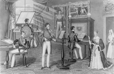 The Wonder of Windsor: The Artist، Poet، Fiddler، Here We See، and All Is Tweedle-Dum and Tweedle-dee، c.1841 (litho) (bw photo) بواسطة تشارلز هانت