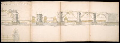 تصاميم الجسر المسقط على نهر التايمز بلندن ، BL Maps C.49.e.76 بواسطة تشارلز لابيلي