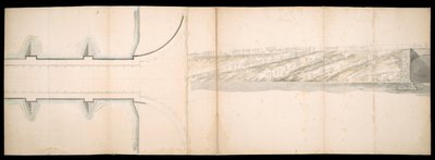 تصاميم الجسر المسقط على نهر التايمز بلندن ، BL Maps C.49.e.76 بواسطة تشارلز لابيلي