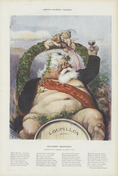 أرماند فاليرز ، صانع النبيذ. رسم توضيحي لـ Le Rire بواسطة Charles Leandre