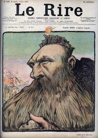 أوغست رودين (1840-1917) النحات أوغسطس - رسم كاريكاتوري لتشارلز ليندر (1862-1934) في "Le Rire" في 4 يونيو بواسطة تشارلز ليندر