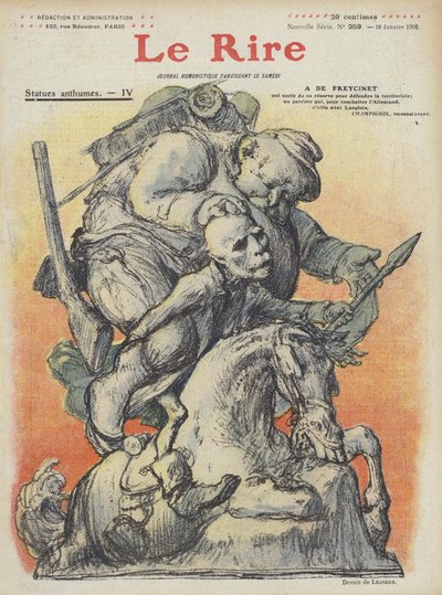 رسم كاريكاتوري لرئيس الوزراء الفرنسي شارل دي فريسينيه. رسم توضيحي لـ Le Rire بواسطة Charles Leandre