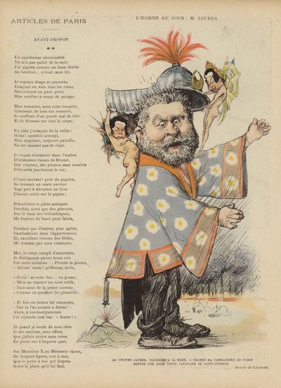 كاريكاتير السياسي الاشتراكي الفرنسي جان جوريس. رسم توضيحي لـ Le Rire بواسطة Charles Leandre