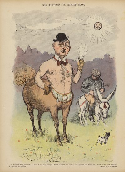 إدموند بلان ، صاحب ومربي الخيل الفرنسي. رسم توضيحي لـ Le Rire بواسطة Charles Leandre