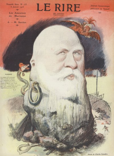 فرديناند سارين ، سياسي فرنسي. رسم توضيحي لـ La Rire بواسطة Charles Leandre