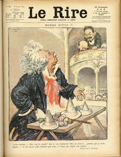 رسم توضيحي لغلاف Le Rire ، 07/02/1920 - رجل الدولة - ديفيد لويد جورج وإيبرت فريدريش (1871-1925) بواسطة تشارلز ليندر