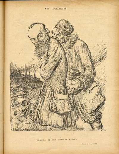 رسم توضيحي لتشارلز لياندر (1862-1934) في لو ريير ، 29/05/20 - لوريو وشريكه لينين - الولايات المتحدة - لينين ، لوريو بواسطة تشارلز ليندر