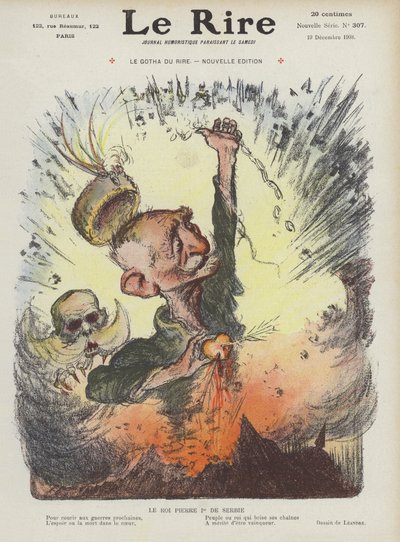 ملك صربيا بيتر الأول. رسم توضيحي لـ Le Rire بواسطة Charles Leandre