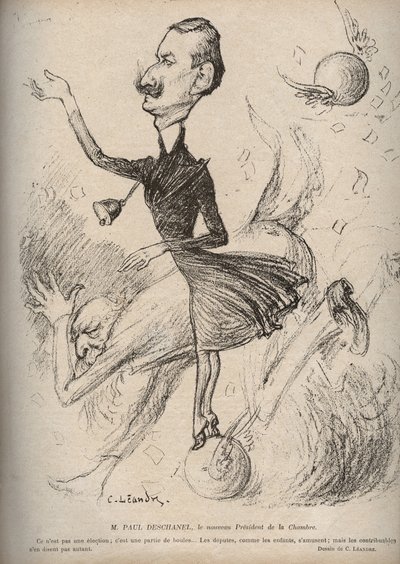 السيد بول ديشانيل رئيس مجلس النواب الجديد - رسم كاريكاتوري لتشارلز ليندر (1862-1934) في "" The Rire "" "1898 بواسطة تشارلز ليندر