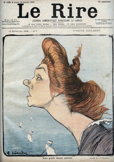 صورة للمغنية إيفيت جيلبرت (1865-1944) - رسم كاريكاتوري لتشارلز ليندر (1862-1934) في "" Le Rire "في 29 يناير بواسطة تشارلز ليندر