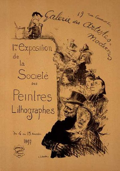 استنساخ ملصق إعلاني "معرض جمعية رسامي الطباعة الحجرية" في Gallerie des Artistes Modernes ، باريس بواسطة تشارلز ليندر