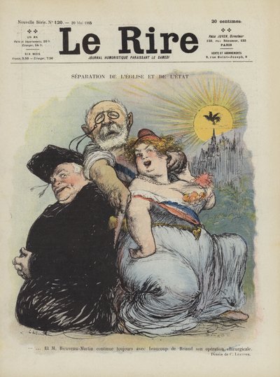 الفصل بين الكنيسة والدولة. رسم توضيحي لـ Le Rire بواسطة Charles Leandre