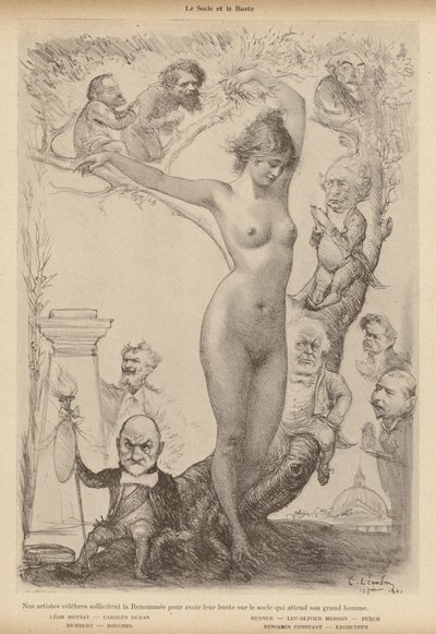 The Plinth and the Bust: فنانين فرنسيين مشهورين يسعون إلى الشهرة من أجل الحق في احتلال القاعدة الفارغة في انتظار تمثال نصفي لرجل عظيم (ليثو) بواسطة تشارلز ليندر