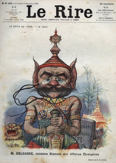 ثيوفيل ديلكاس (1852-1923) ، سياسي فرنسي - Le Gotha du ““ Laughs ”، رقم XXXVI ، M. Delcasse ، وزير الخارجية السيامي - رسم كاريكاتوري لـ Charles Leandre - (6 ديسمبر 1902) بواسطة تشارلز ليندر