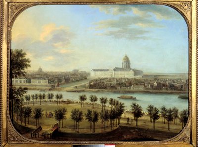 Les Invalides شوهد من Cours la Reine في باريس لوحة تشارلز جريفينبروك (؟ -1758). 1738. 0.69 × 0.9 م باريس ، متحف كارنافالي بواسطة تشارلز ليوبولد جريفينبروك