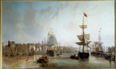 ميناء روان في عام 1855 لوحة تشارلز لويس موزين (1806-1862) 1855 صن. 1،77x2،87 م روان ، متحف الفنون الجميلة بواسطة تشارلز لويس موزين