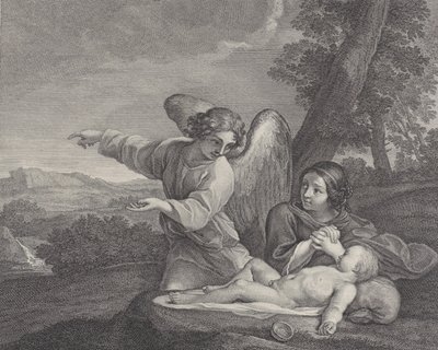 ظهور الملاك لهاجر في البرية وهي تطوي يديها بجانب النوم ... ، 1700 - 28. بواسطة تشارلز لويس سيمونو