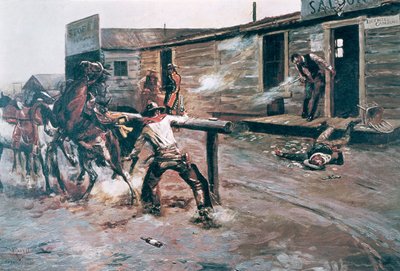 Death of a Gambler (oil on canvas) بواسطة تشارلز ماريون راسل