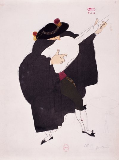 زي لشخصية عازف الجيتار من The Barber of Seville بواسطة Gioacchino Rossini ، رسم بواسطة Charles Martin (1884-1934) بواسطة تشارلز مارتن