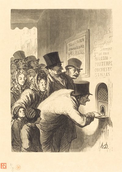شباك التذاكر المسرح بواسطة شارل موران بعد Honoré Daumier