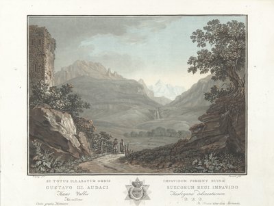 Berglandschap في Zwitserland منظر لوادي أوبيرهاشي (العنوان على الجسم) مناظر رائعة لجبال سويسرا (عنوان السلسلة) بواسطة تشارلز ملكيور ديسكورتيس