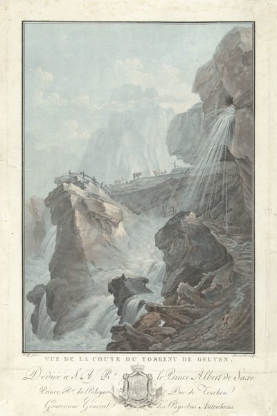 منظر لشلال Gelten منظر من Chute du Torrent de Gelten (العنوان على الكائن) مناظر رائعة لجبال سويسرا (عنوان المسلسل) بواسطة تشارلز ملكيور ديسكورتيس
