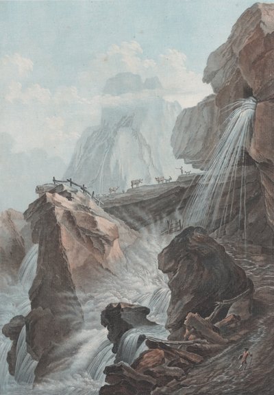 Vue de la chute du torrent de Gelten، 1785. بواسطة تشارلز ملكيور ديسكورتيس